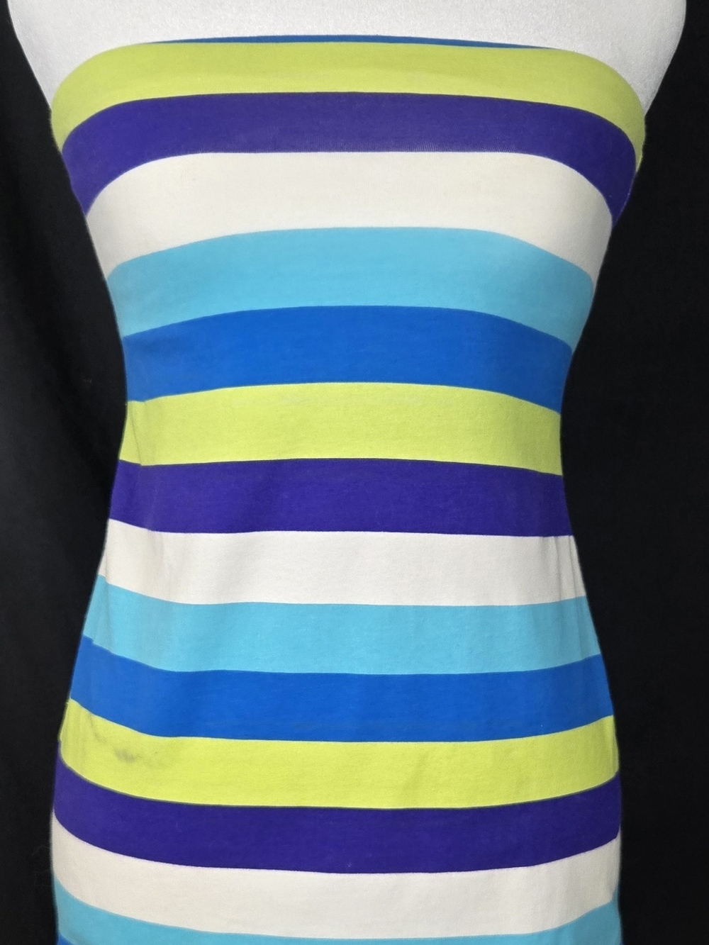 No Boundaries Striped Tube Top in Blue, Teal, Lime & White#720